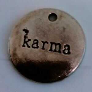 Karma Pendant Charm Inspiration Totem Silver Metal Medal
